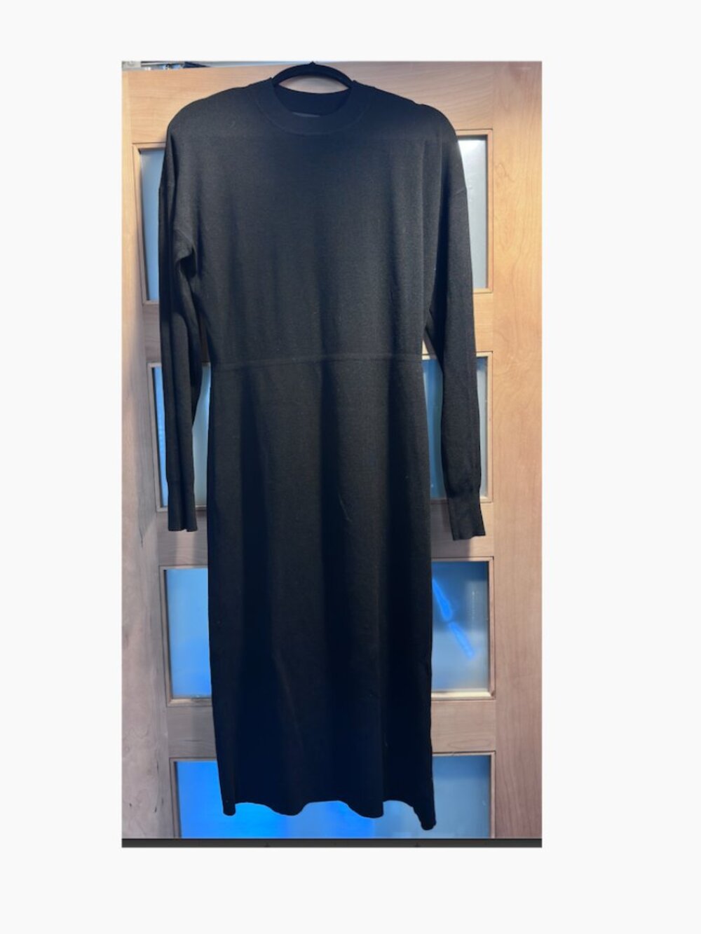 NWT Banana Republic Black Knit Dress Size M Long Sleeve Crewneck 46”